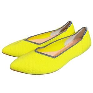 Rothy's The Point Sunbeam Neon Yellow Merino Wool Blend Knit Ballet Flats 8.5